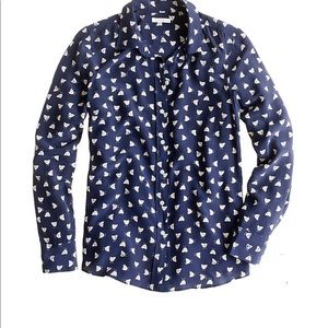 J. Crew French Hen Silk Boy Shirt